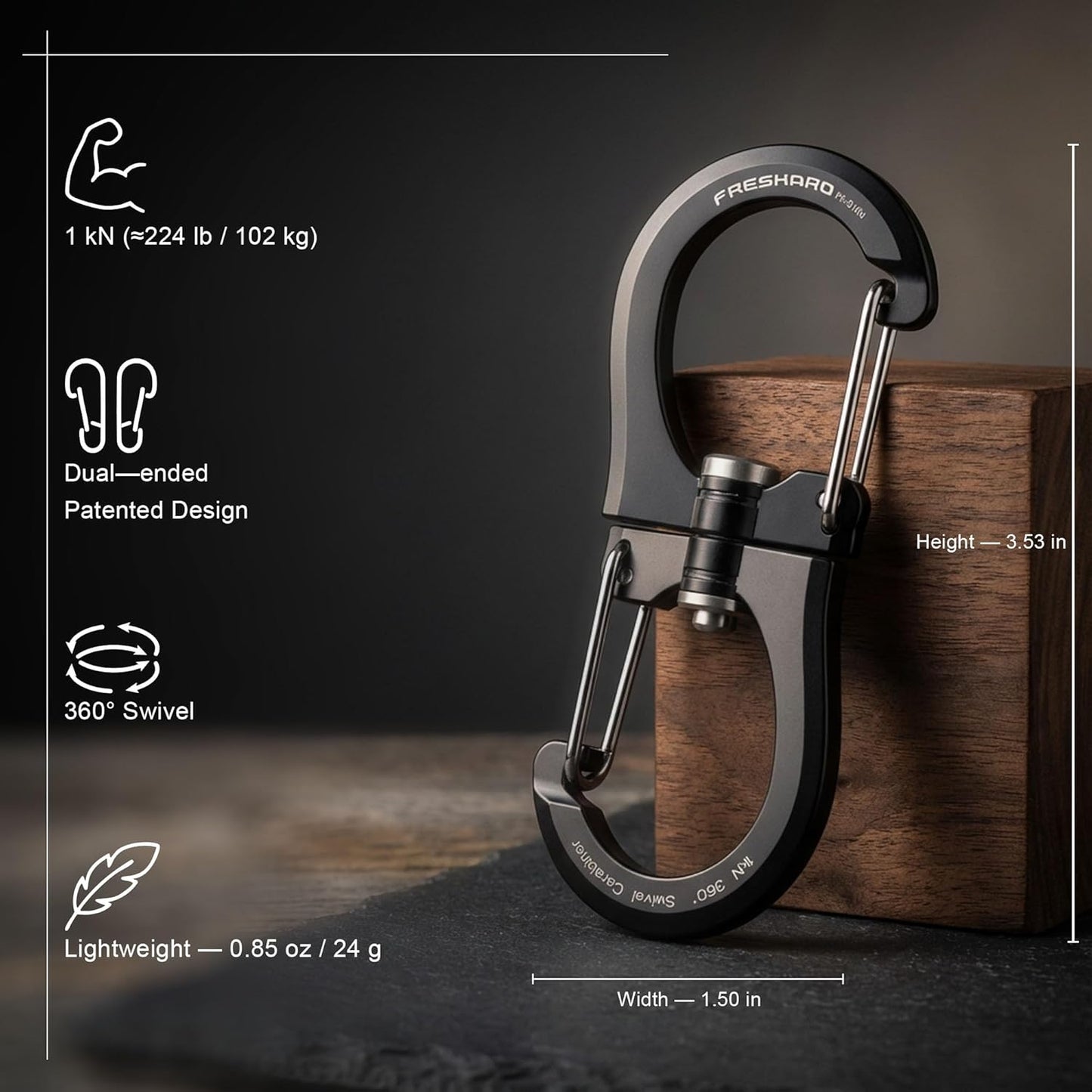 FresKaro Double-Ended Wiregate Carabiner Clip