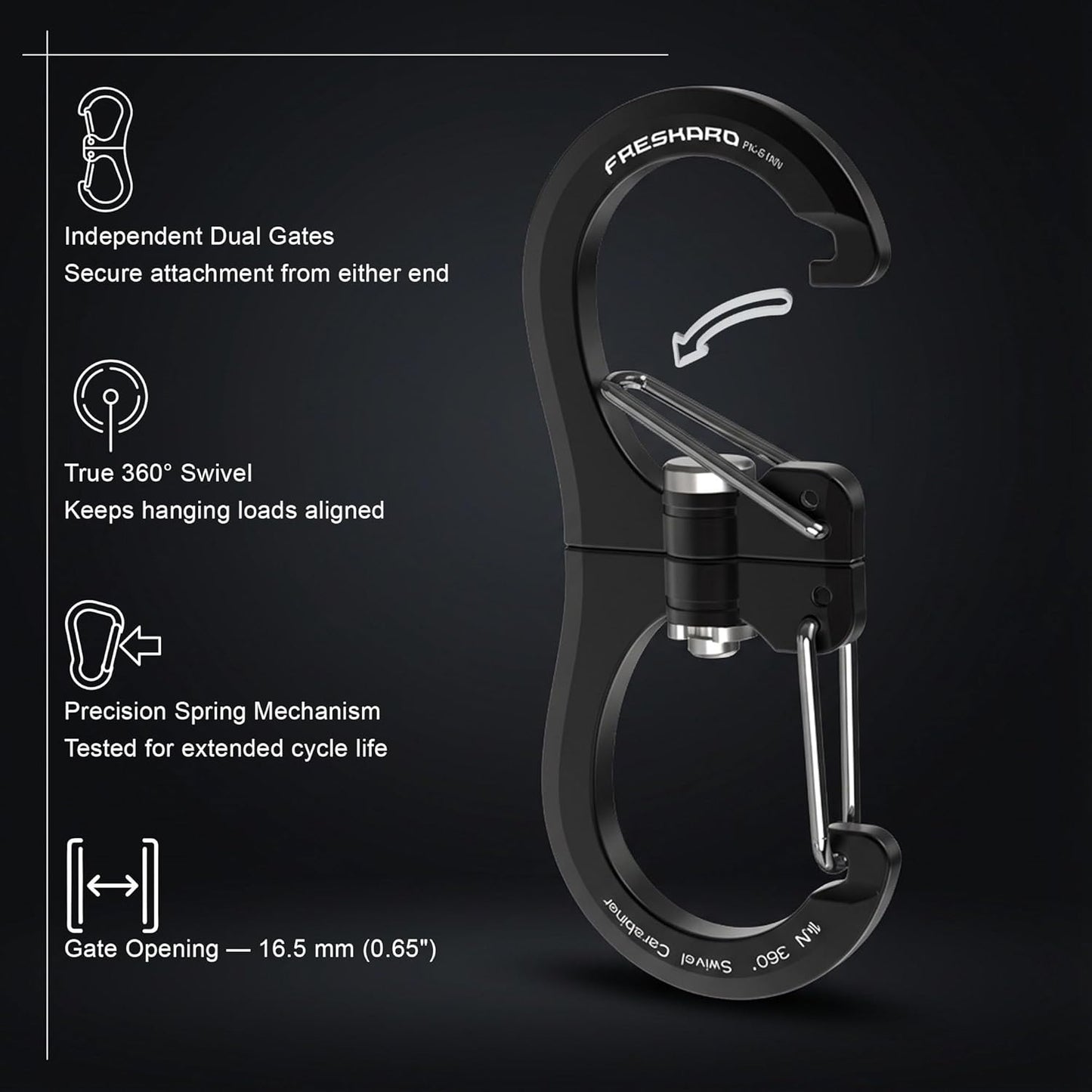 FresKaro Double-Ended Wiregate Carabiner Clip