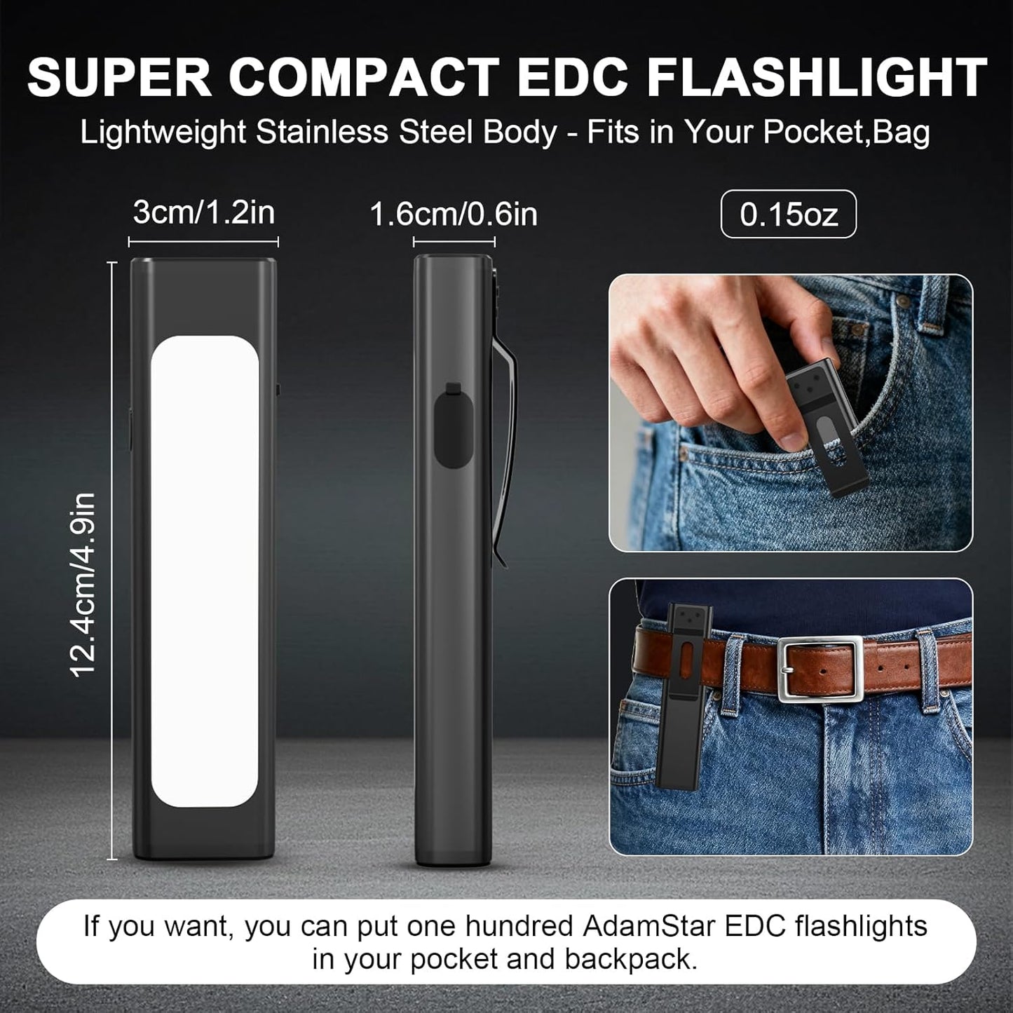 Rechargeable Small EDC Flashlight 2-Pack
