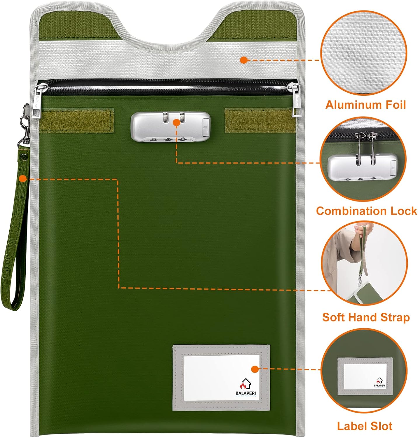 Fireproof Document Safe Bag with Lock